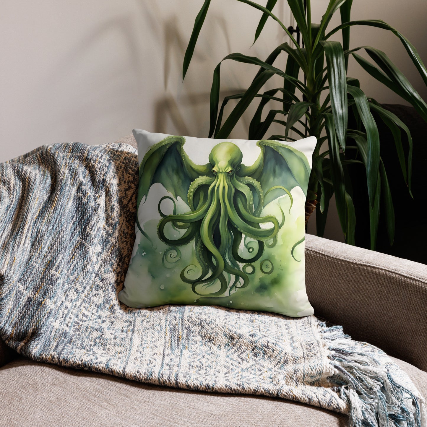 Cthulhu Aquarellmalerei Kissenbezug