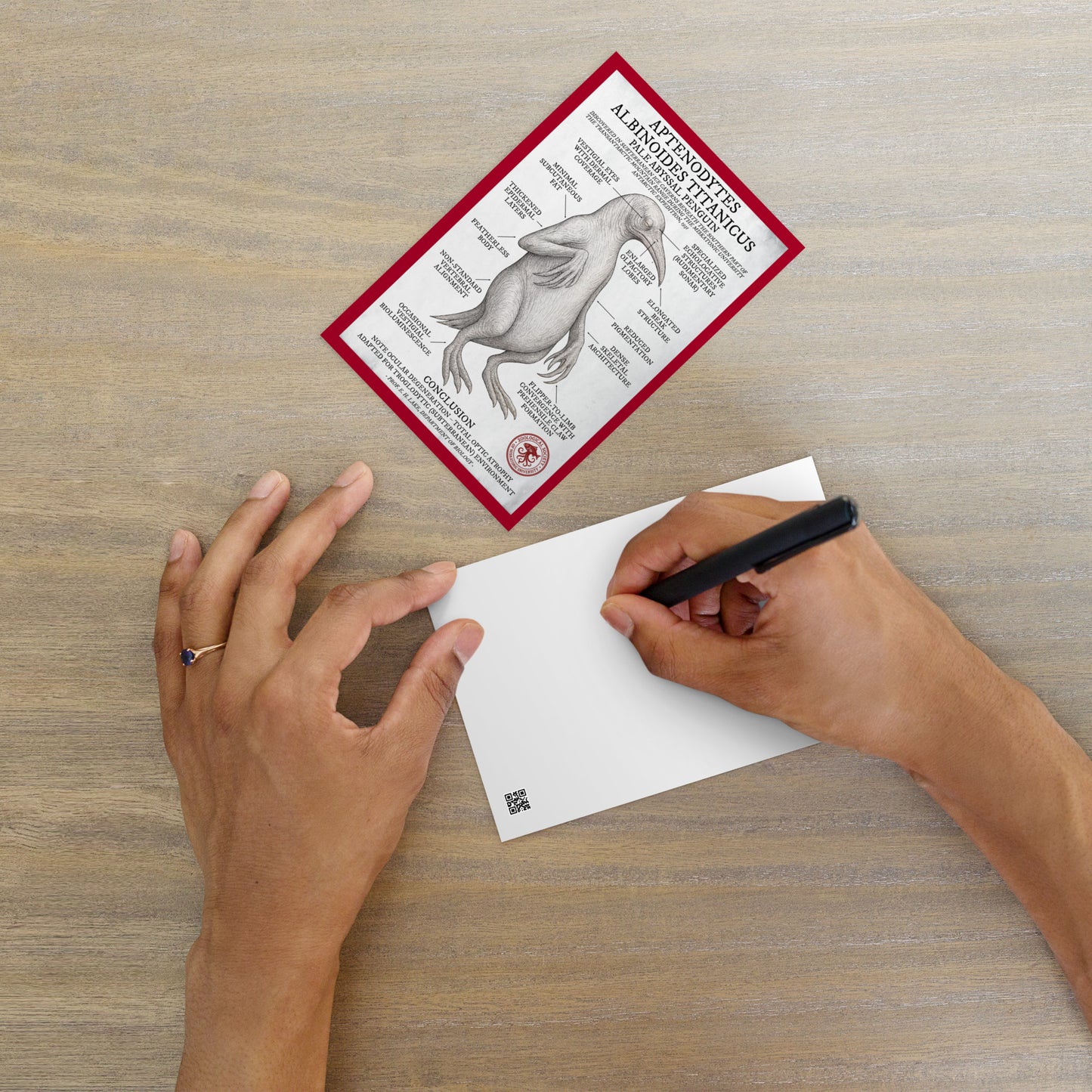 Aptenodytes albinoides titanicus – Pale Abyssal Penguin (Miskatonic Antarctic Survey) Standard Postcard