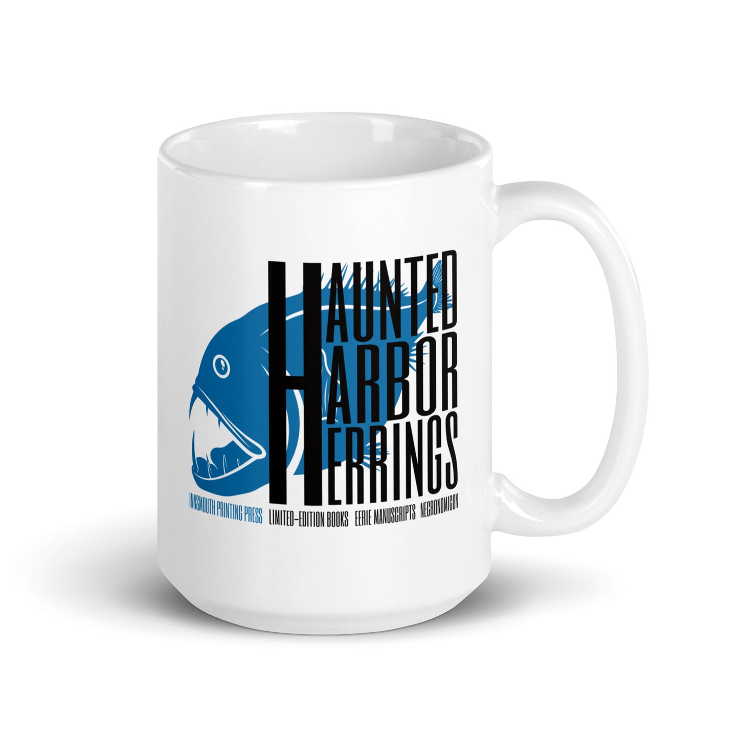 Haunted Harbor Herrings Printing Press Weiß glänzende Tasse
