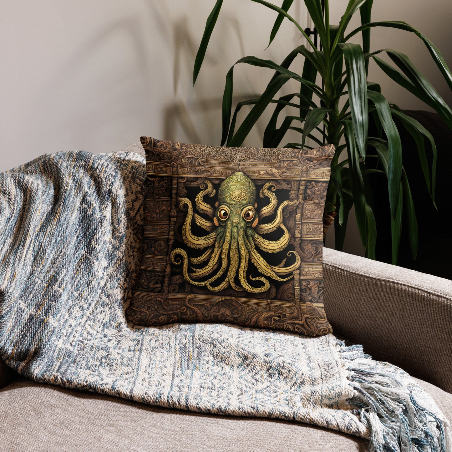 Funda de almohada Cthulhu Códice Mesoamericano