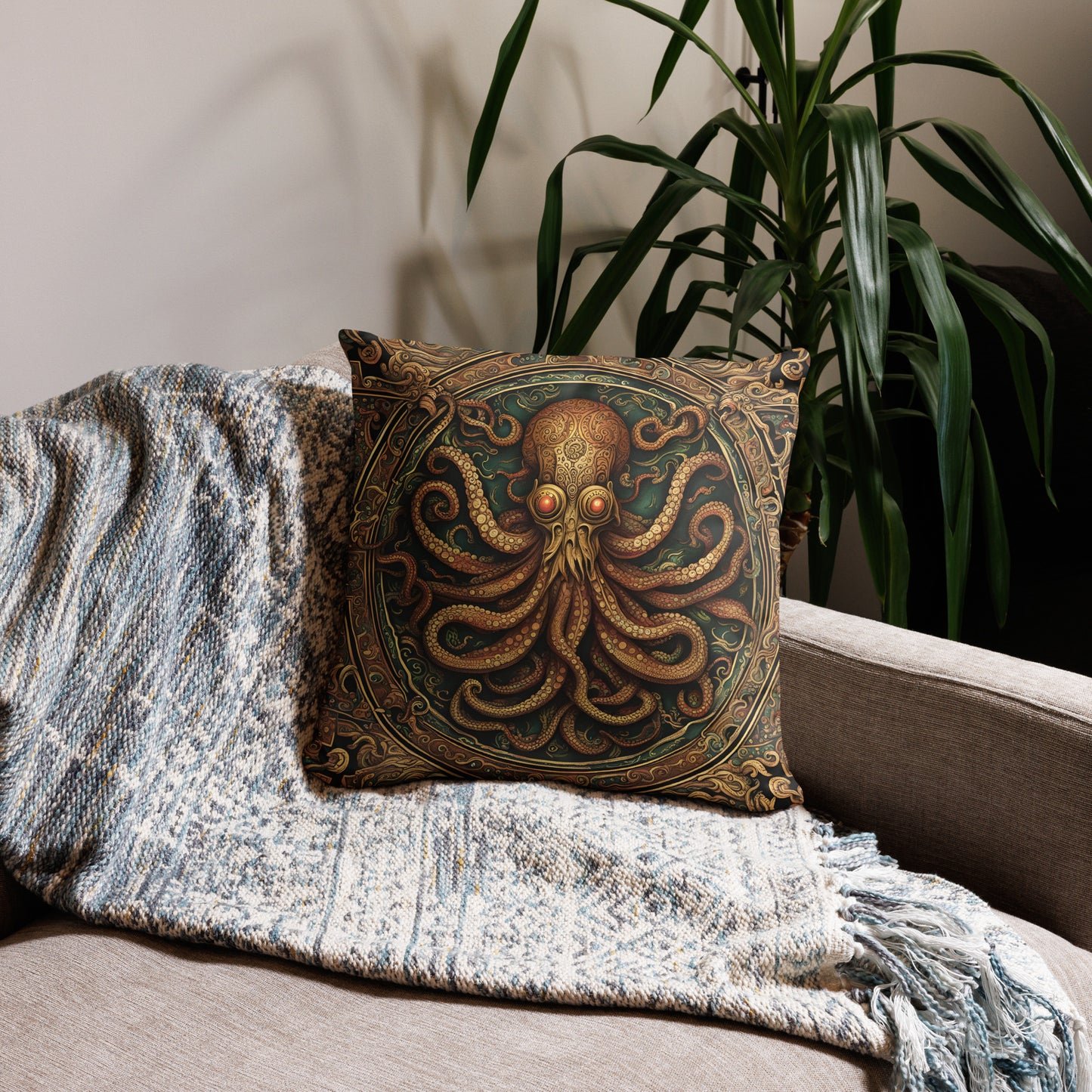 Cthulhu Mesoamerican Codex Pillow Case