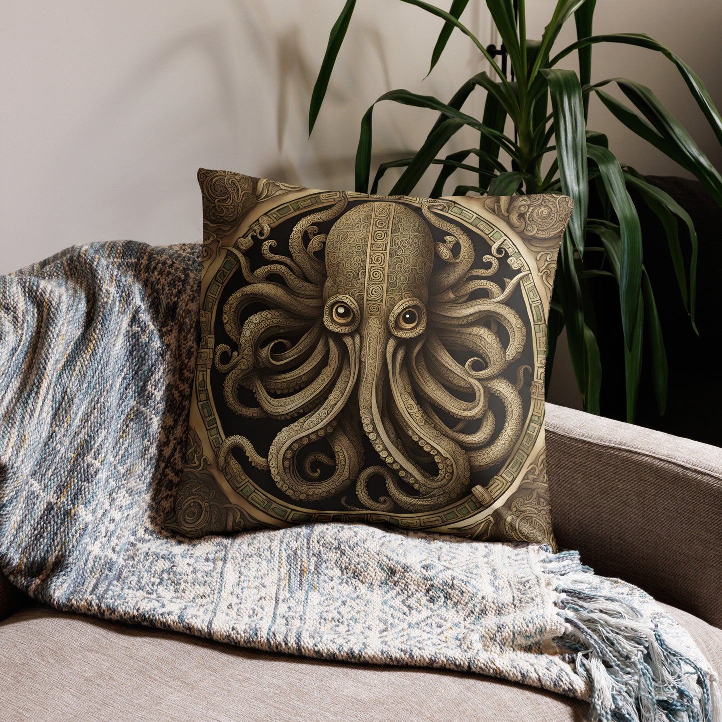 Funda de almohada Cthulhu Códice Mesoamericano