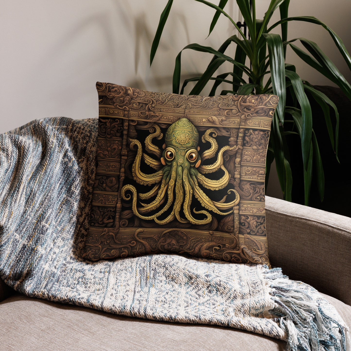 Funda de almohada Cthulhu Códice Mesoamericano