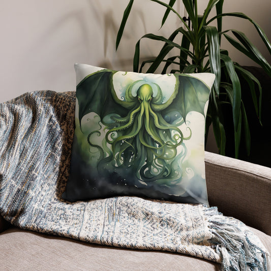 Funda de almohada con pintura de acuarela de Cthulhu