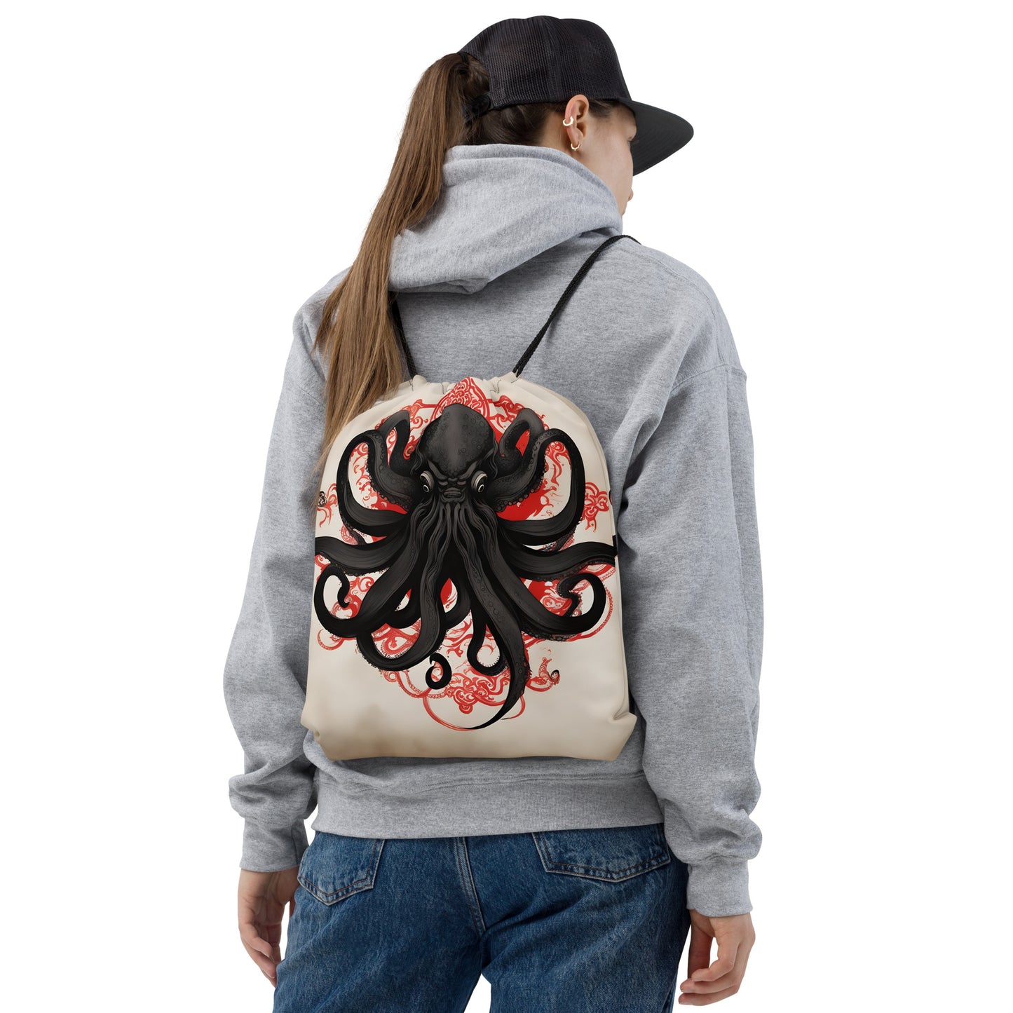 Cthulhu Asian Ink Painting Drawstring bag