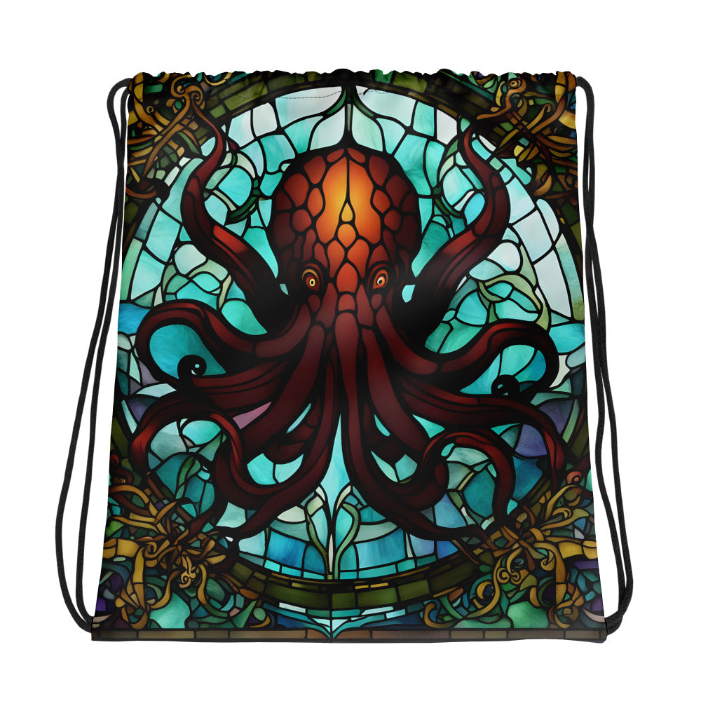 Mochila con cordón de vidrieras de Cthulhu