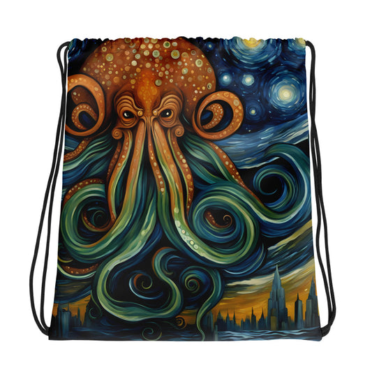 Cthulhu Post-Impressionism Drawstring bag