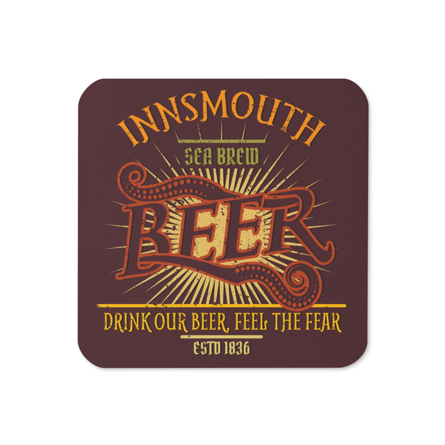 Innsmouth Beer Label Lovecraft Cork-back coaster