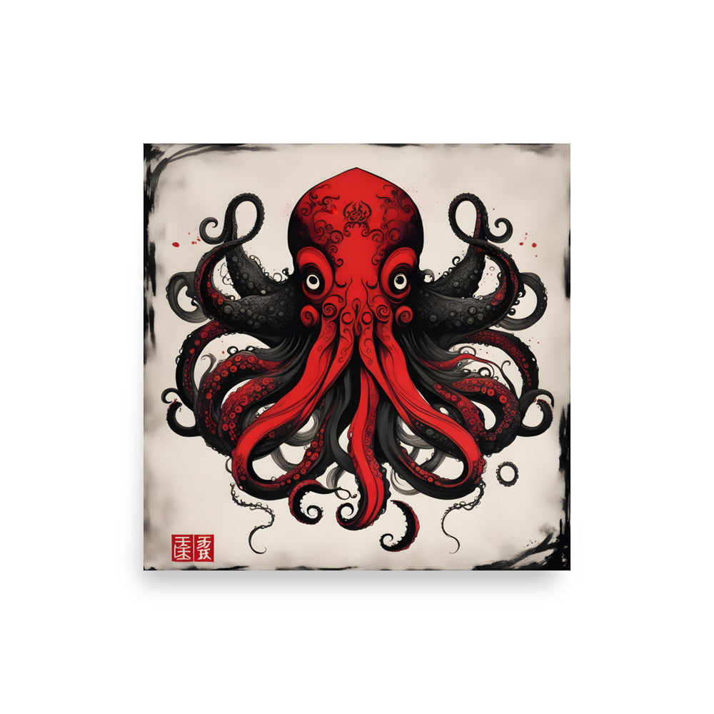 Pintura de tinta asiática de Cthulhu Póster