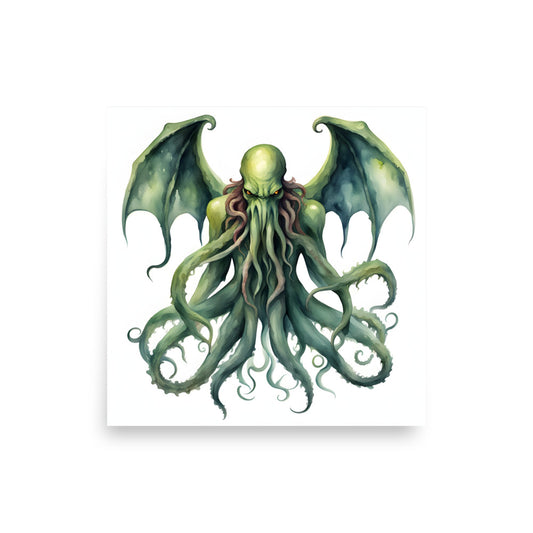 Cthulhu Watercolor Painting Poster