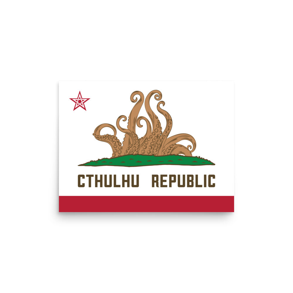 République de Cthulhu Drapeau de Californie Lovecraft Poster