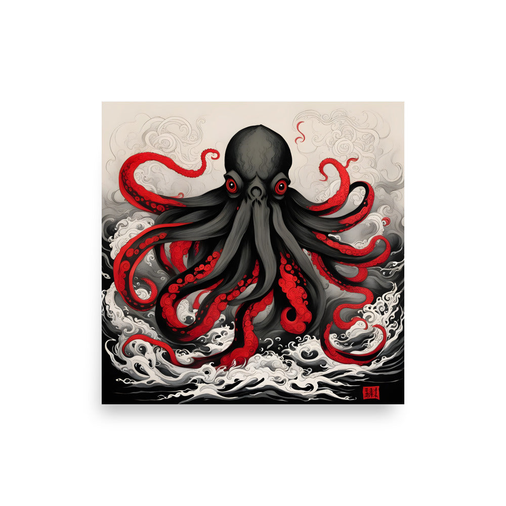 Cthulhu Asian Ink Painting Poster