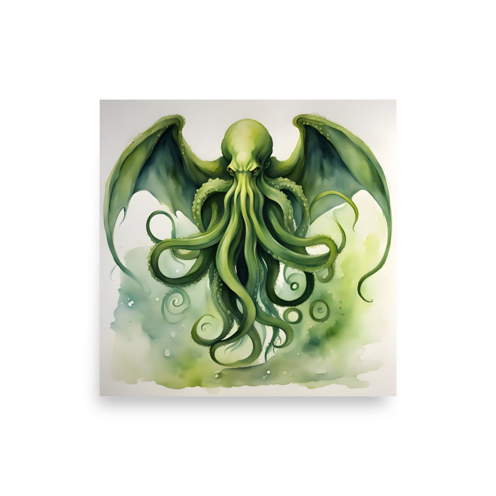 Pintura A La Acuarela De Cthulhu Póster