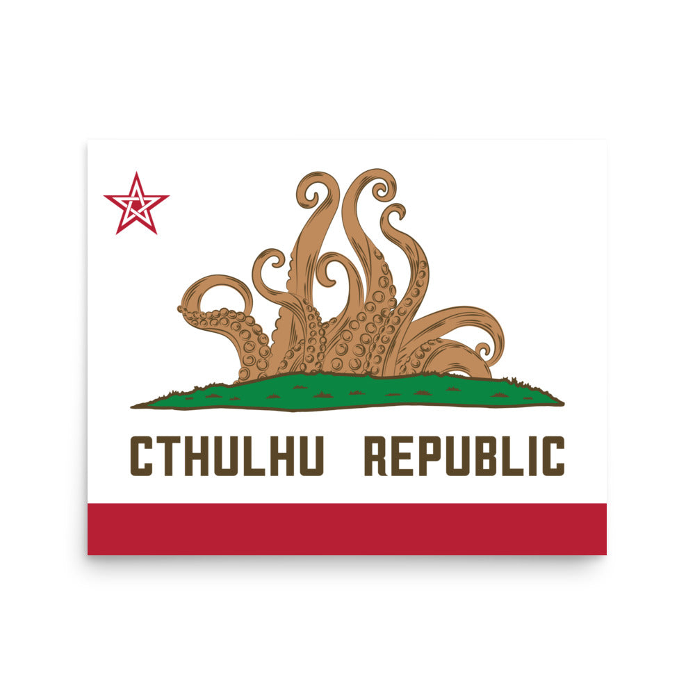 République de Cthulhu Drapeau de Californie Lovecraft Poster