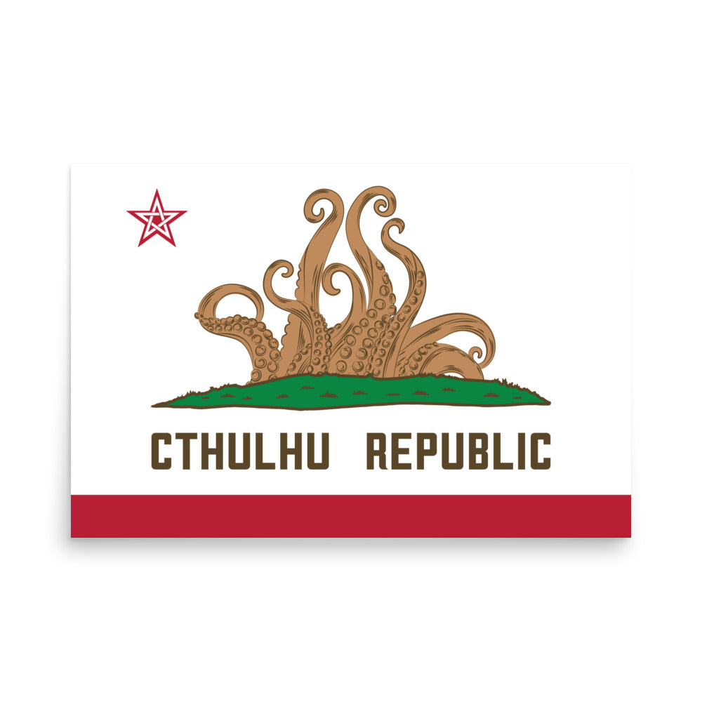 Cthulhu Republic California Flag Lovecraft Poster