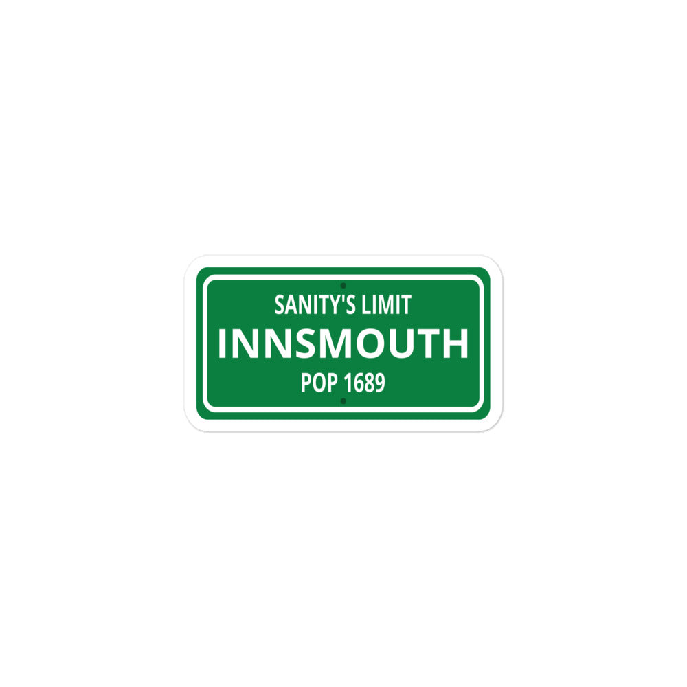 Pegatinas sin burbujas de Innsmouth Street Sign Lovecraft