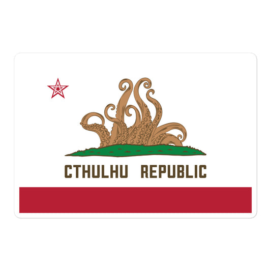 República de Cthulhu Bandera de California Lovecraft Pegatinas sin burbujas