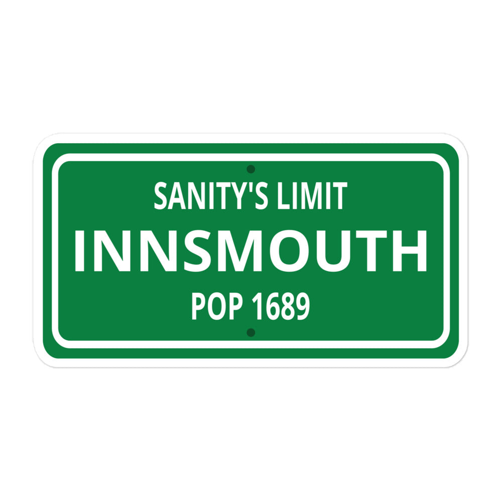 Pegatinas sin burbujas de Innsmouth Street Sign Lovecraft