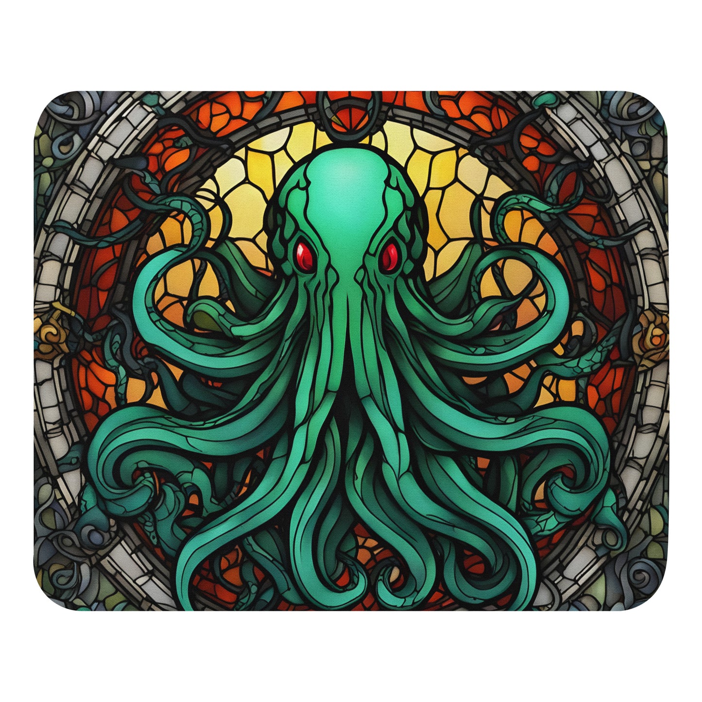 Alfombrilla de ratón con vidrieras de Cthulhu