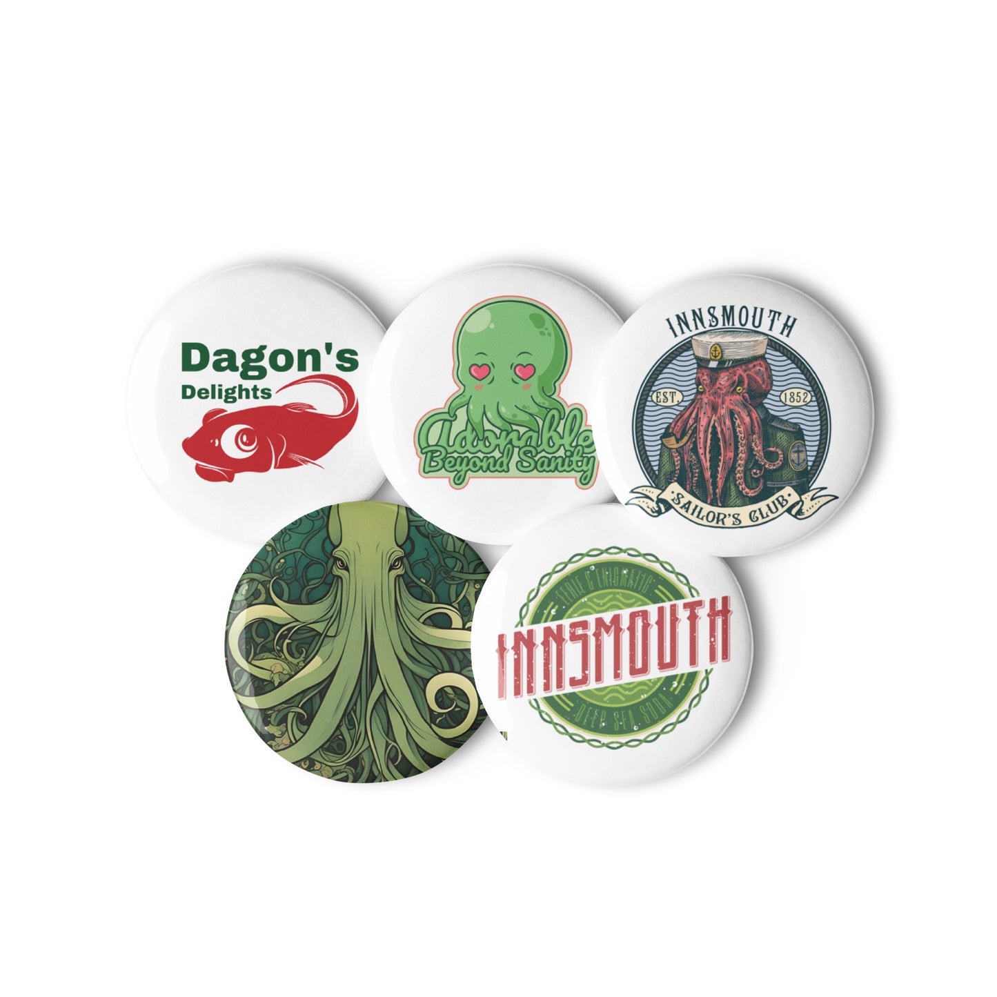 Lovecraft Innsmouth Cthulhu Set of pin buttons