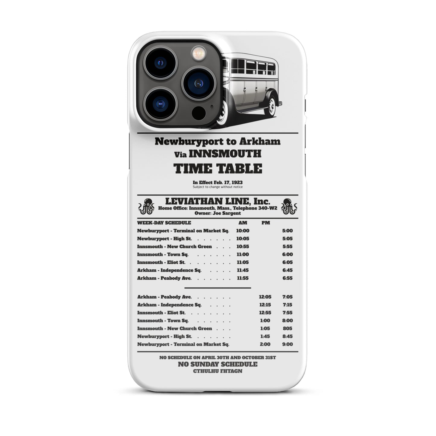 Innsmouth Bus Schedule Joe Sargent Snap case for iPhone®