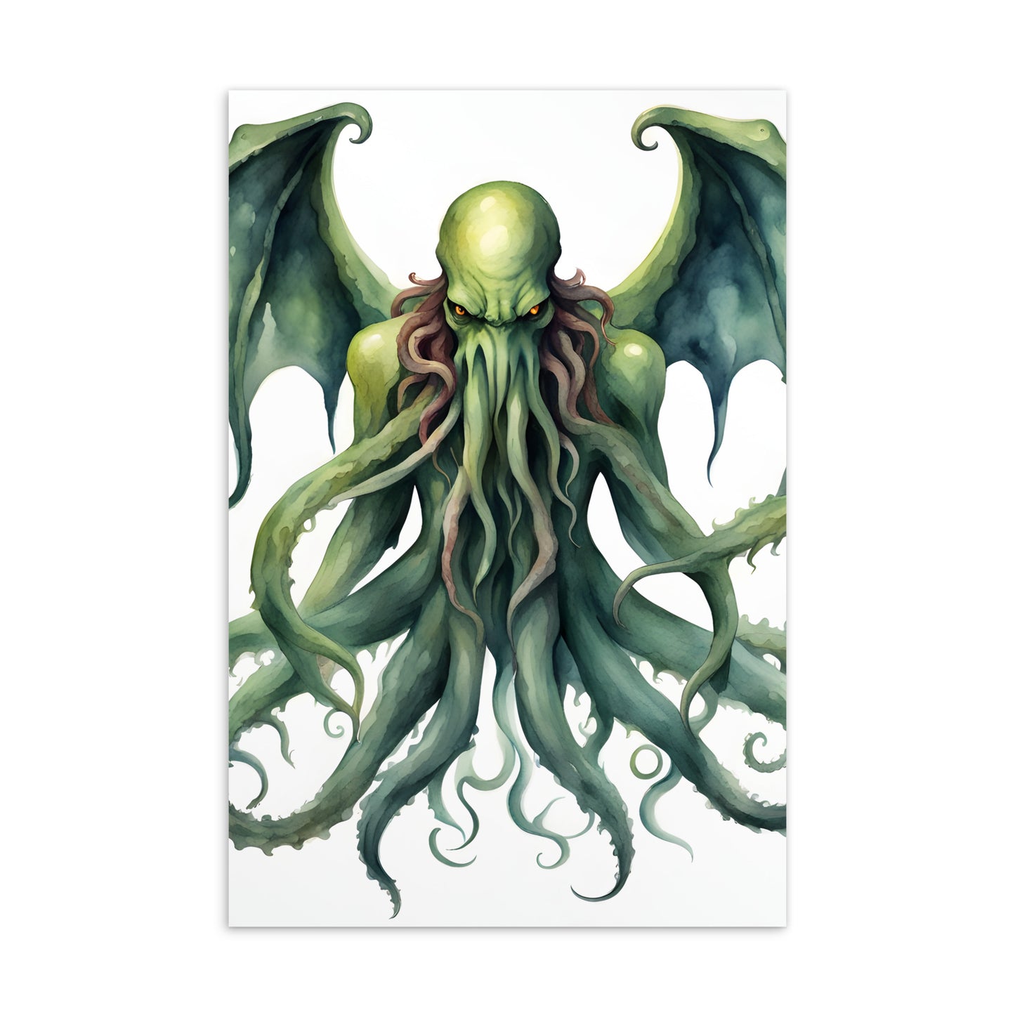 Postal estándar de pintura de acuarela de Cthulhu