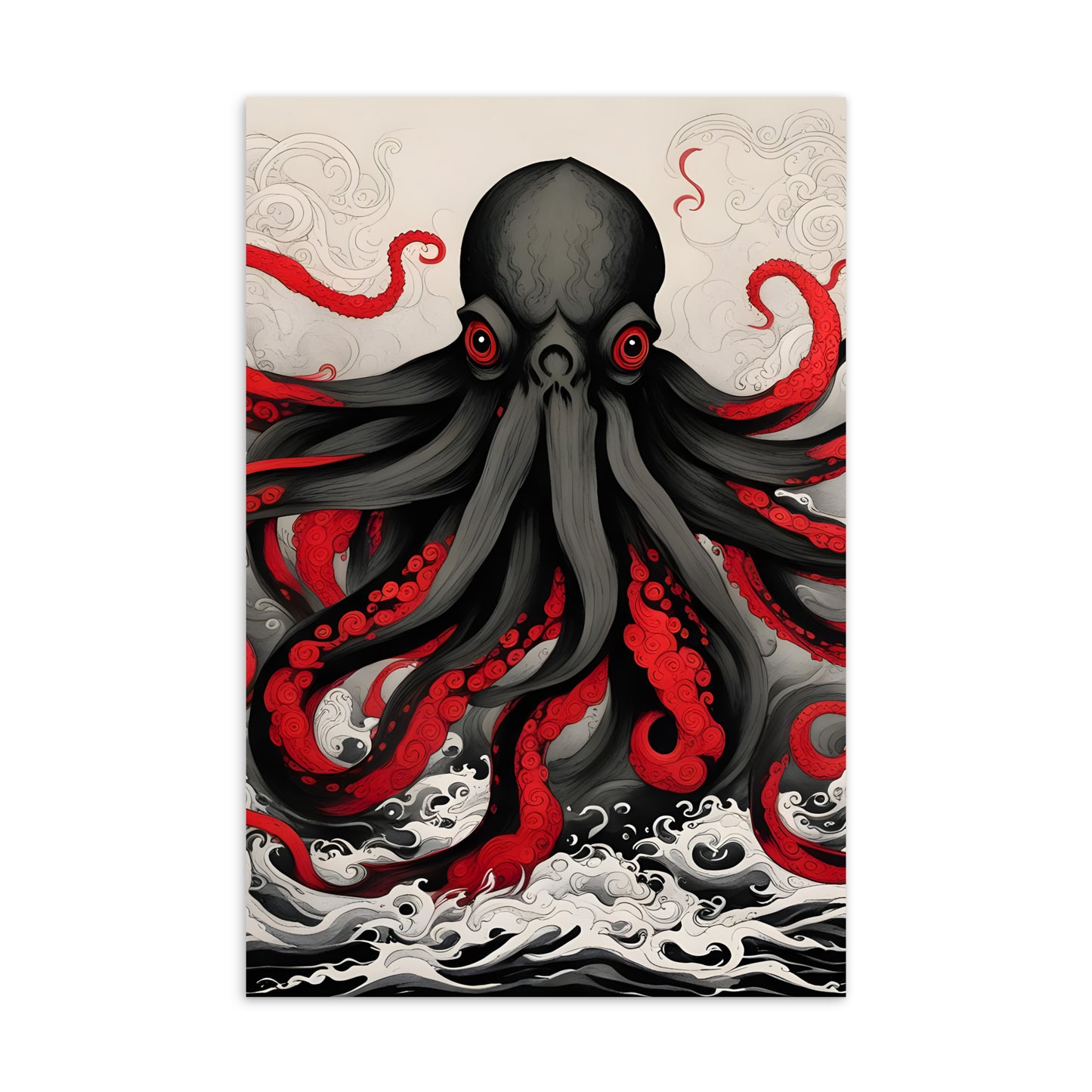 Postal Estándar de pintura de tinta asiática de Cthulhu