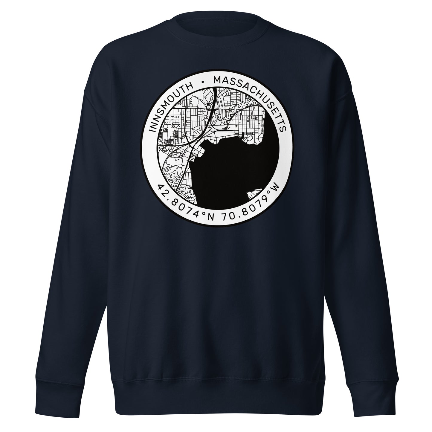 Sudadera premium unisex con mapa de la ciudad de Innsmouth Lovecraft