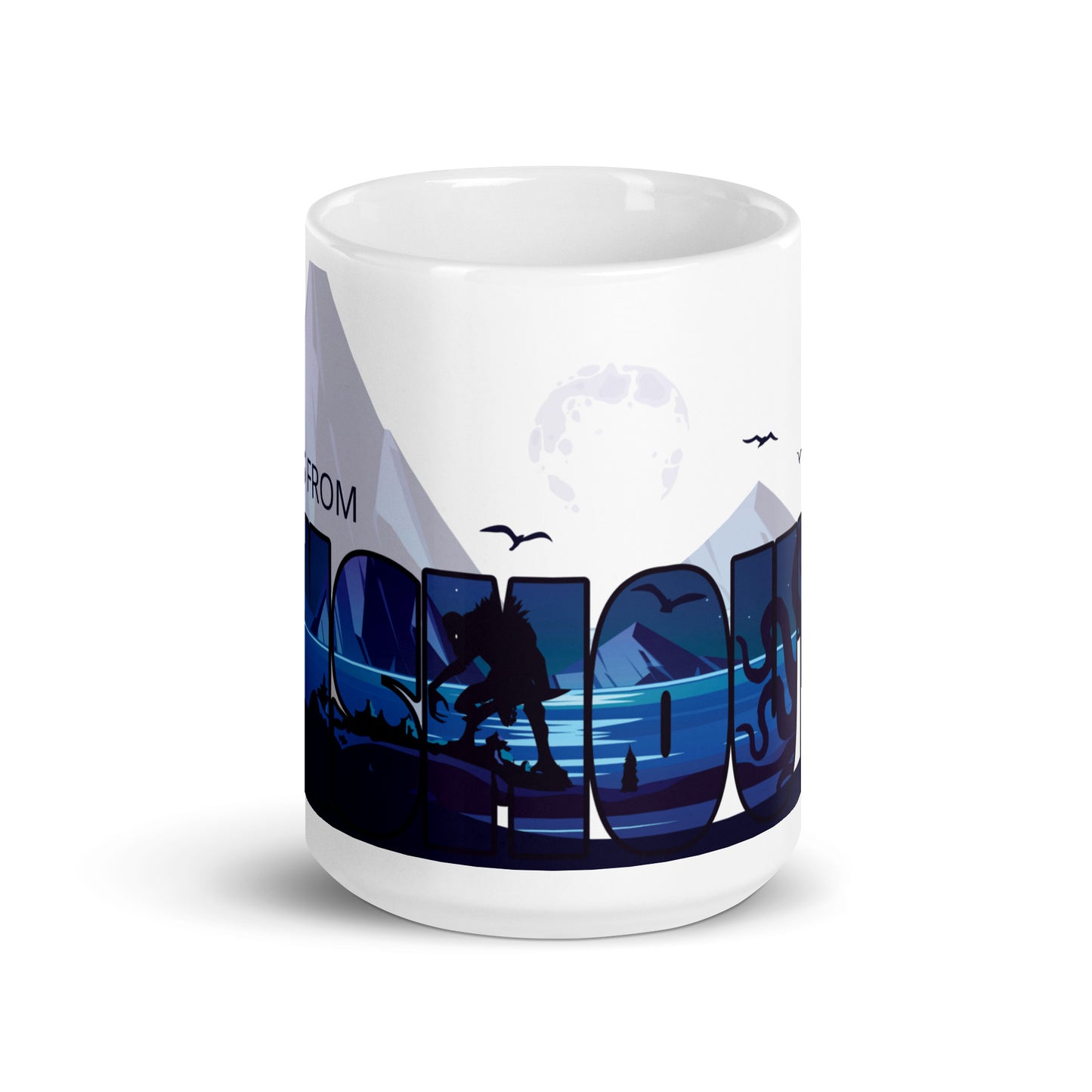 Innsmouth Devil Reef Deep Ones Lovecraft Taza blanca brillante